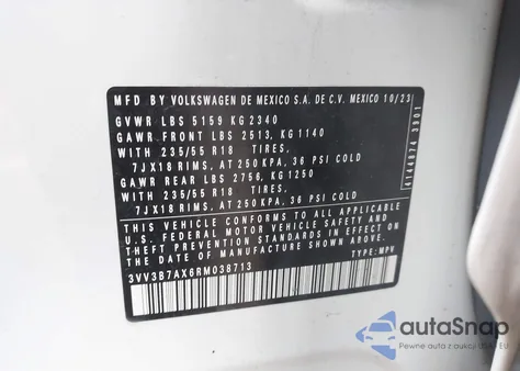 2024 Volkswagen Tiguan 2.0T Se/2.0T Wolfsburg Edition from USA, damaged, VIN 3VV3B7AX6RM038713